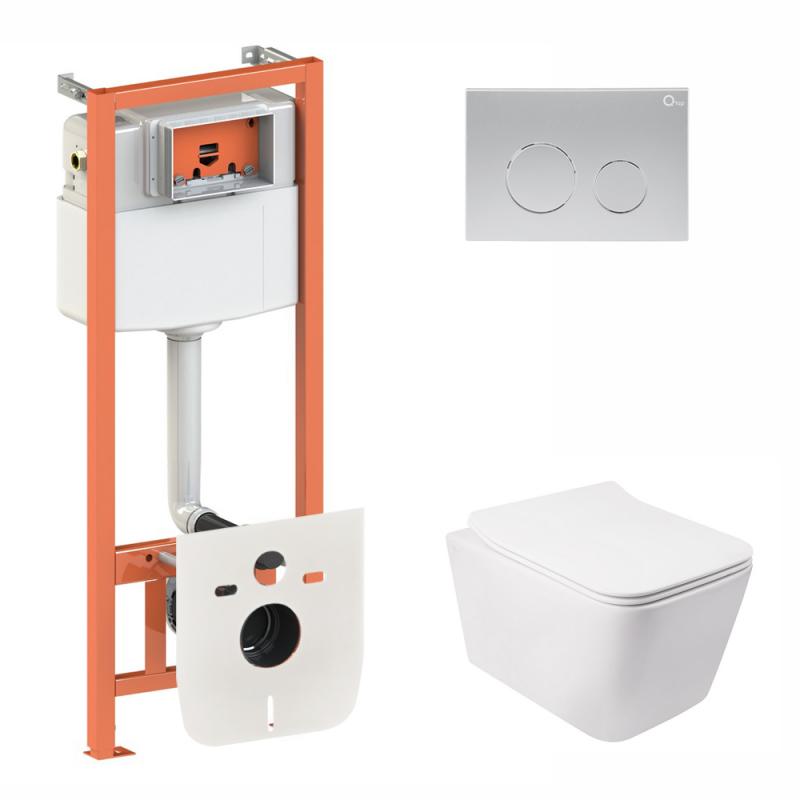 Набір Qtap інсталяція 3 в 1 Nest з панеллю змиву + унітаз з сидінням Crow