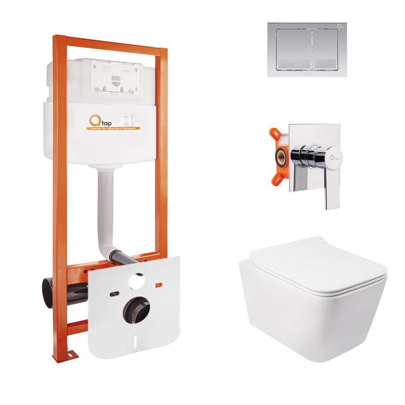 Комплект Qtap унітаз із сидінням Crow + інсталяція Nest + набір для гігієнічного душу зі змішувачем