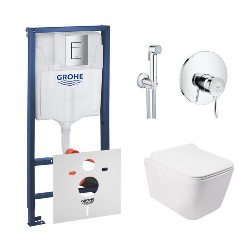 Комплект унітаз з сидінням Qtap Crow + інсталяція Grohe Rapid SL + набір для гігієнічного душу