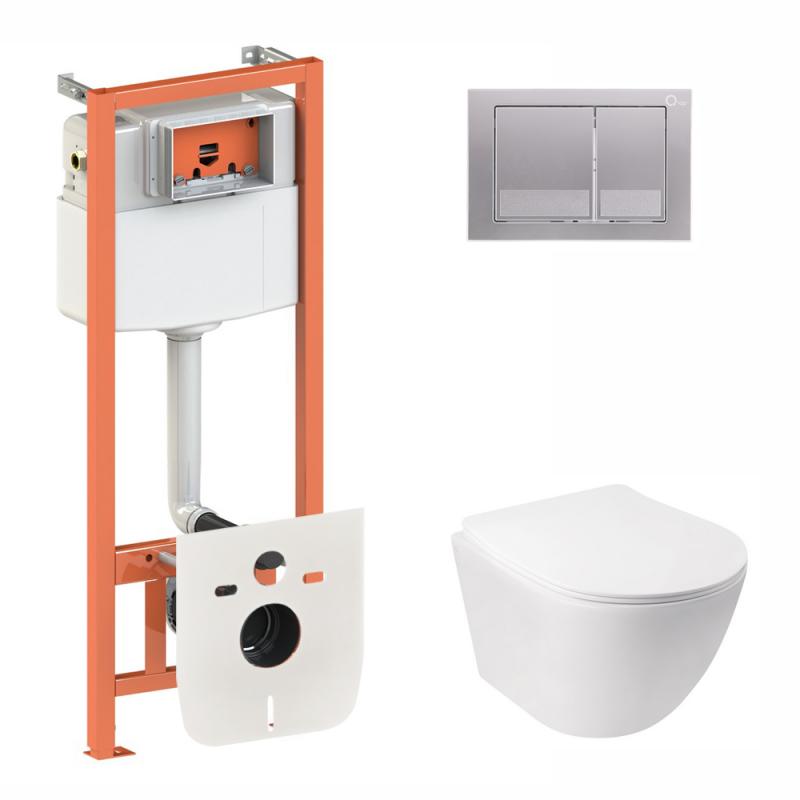 Набір Qtap інсталяція 3 в 1 Nest з панеллю квадратного змиву + унітаз з сидінням Jay