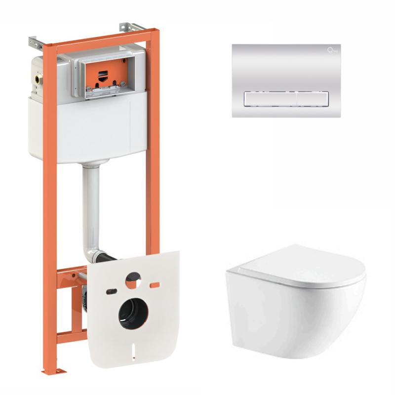 Набір Qtap інсталяція 3 в 1 Nest з лінійною панеллю змиву + унітаз з сидінням Robin