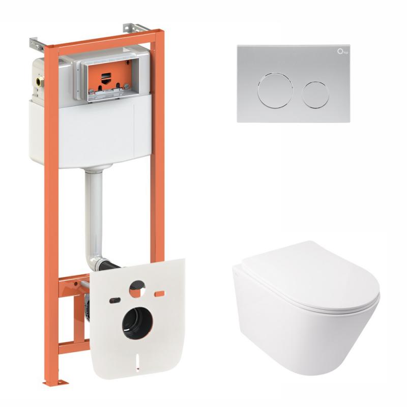 Набір Qtap інсталяція 3 в 1 Nest з панеллю змиву + унітаз із сидінням Swan