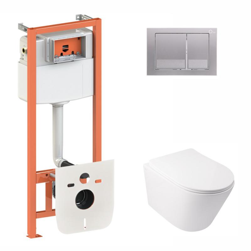 Набір Qtap інсталяція 3 в 1 Nest з панеллю змиву + унітаз з сидінням Swan