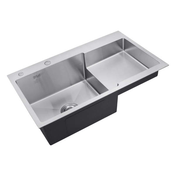 Кухонна мийка крило праворуч Kroner KRP Gebürstet - 7848LHM (3.0/1.0 мм)