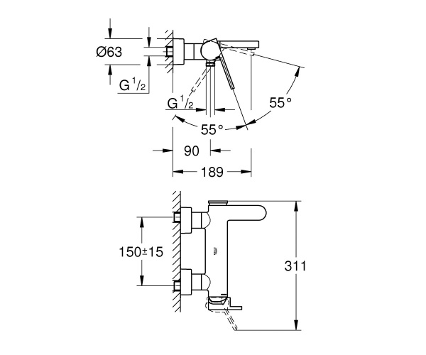 Змішувач для ванни GROHE PLUS