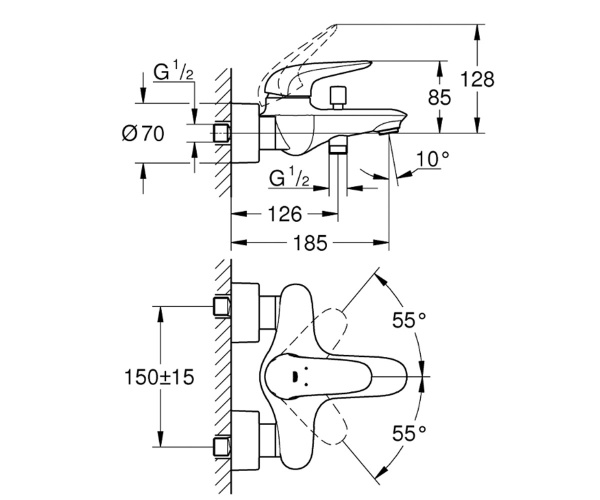 Змішувач для ванни GROHE EUROSTYLE