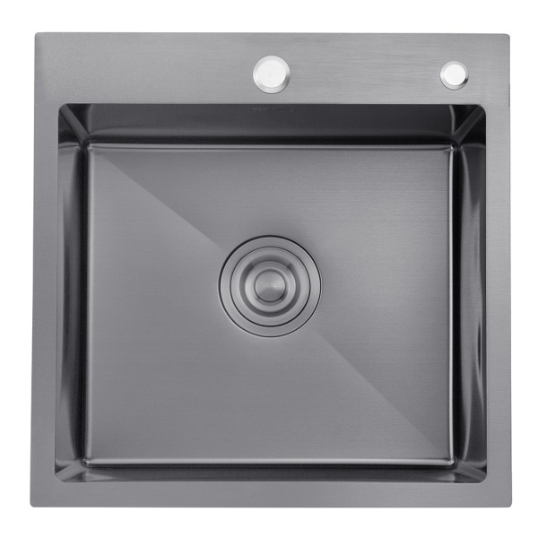Кухонна мийка з нержавіючої сталі Kroner 50*50 (у чорному кольорі) 3.0/1.0 мм + сушарка