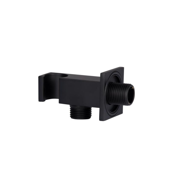 Підключення для душового шланга з тримачем для лійки Qtap Fixsit у чорному кольорі
