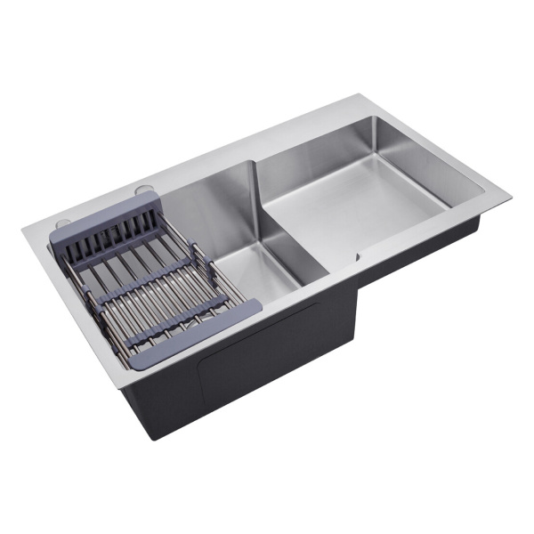 Кухонна мийка крило праворуч Kroner KRP Gebürstet - 7848LHM (3.0/1.0 мм)