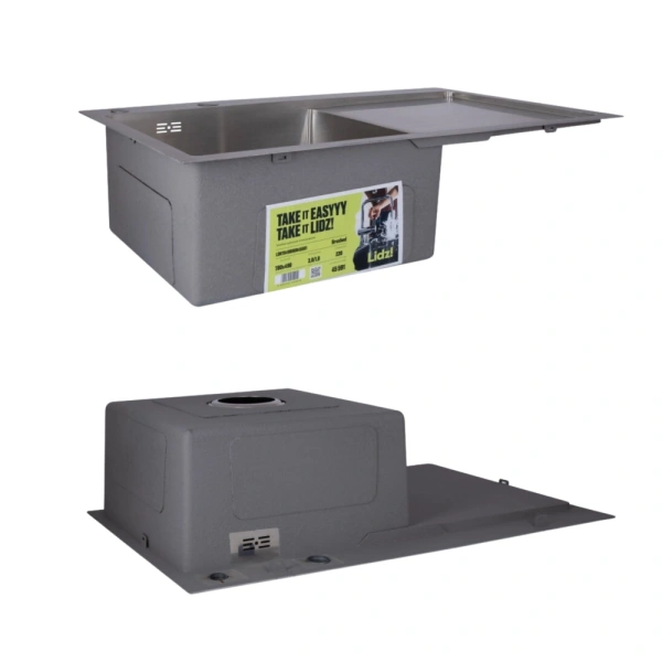 Кухонна мийка Lidz 78*49R крило праворуч 3,0/1,0 мм Brushed Steel + Корзина Lidz K01G