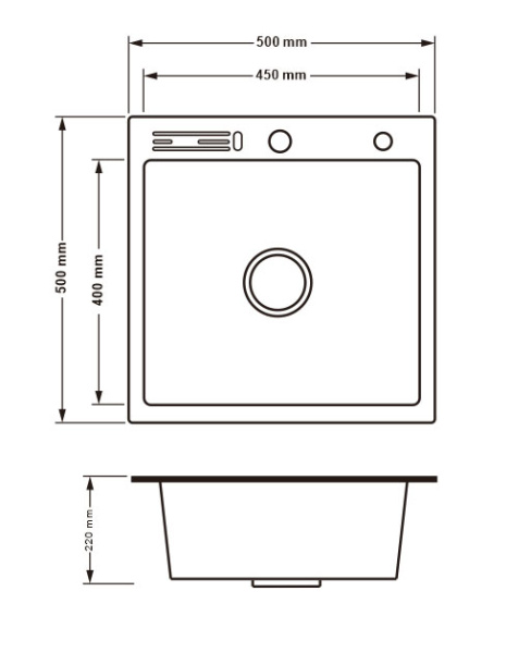 Кухонна мийка LH5050T Brush 3.0 / 1.0 mm з полицею для ножів Lidz + Змішувач для кухні