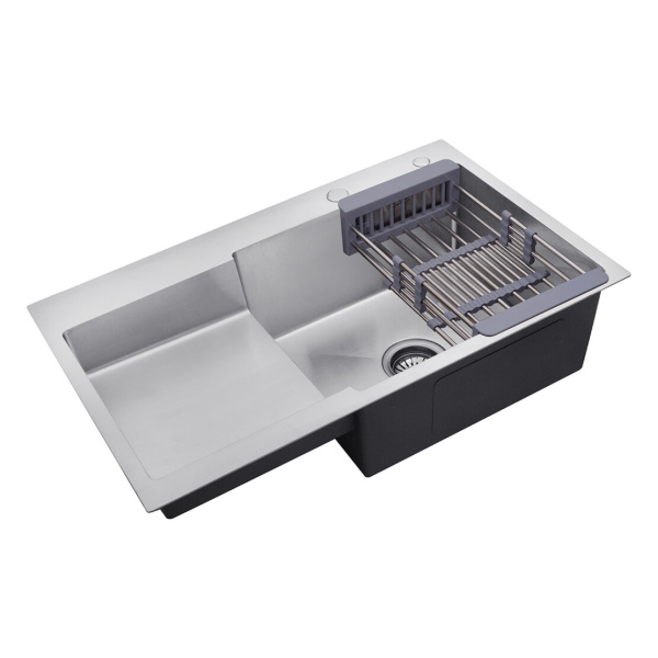 Кухонна мийка крило ліворуч Kroner KRP Gebürstet - 7848RHM (3.0/1.0 мм)