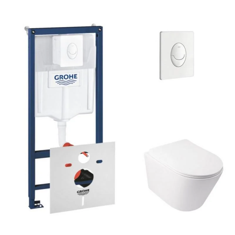 Набір унітаз з сидінням Qtap Swan + інсталяція Grohe Rapid SL