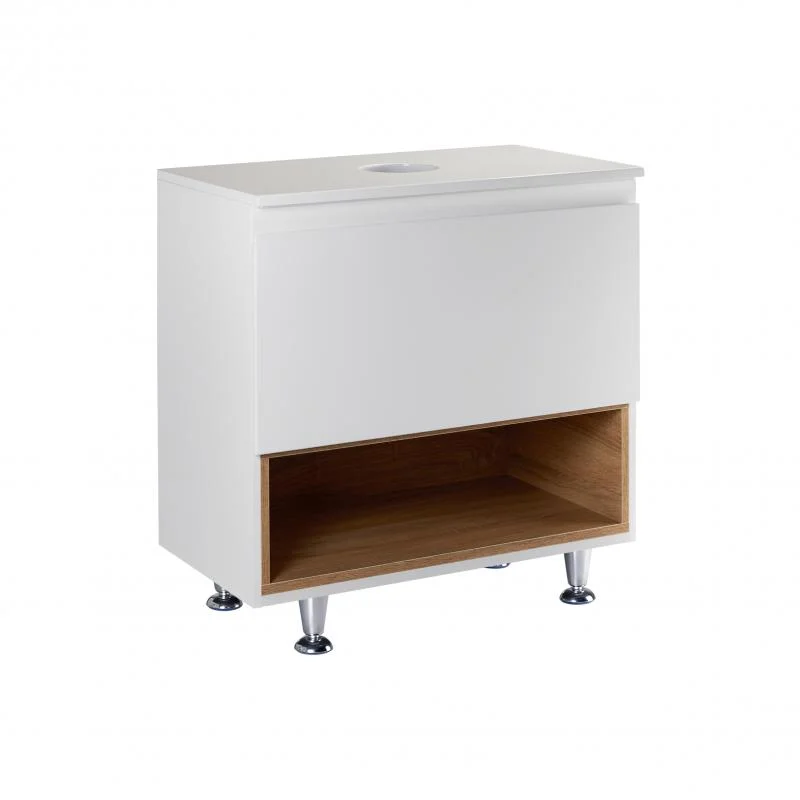 Тумба підлогова Qtap Robin 600х616х437 White/Whitish oak зі стільницею