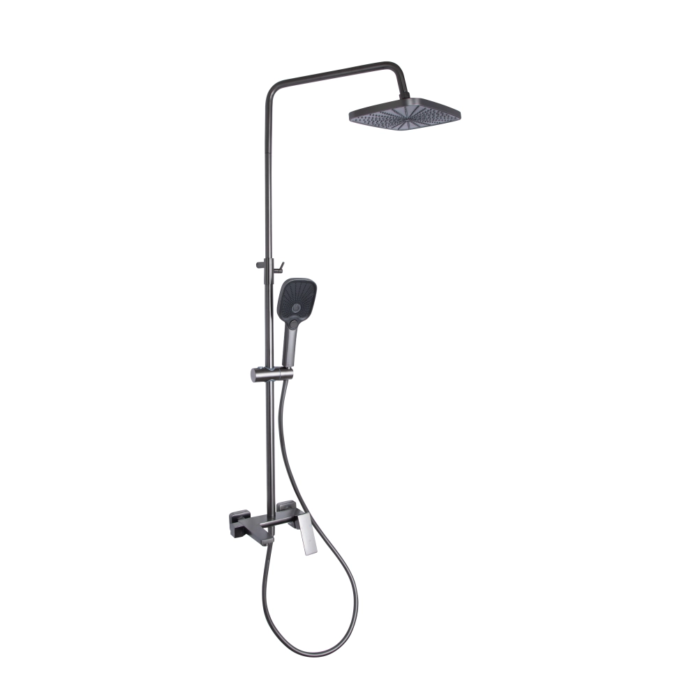Душова система на три споживача (з виливом) збройна сталь, телескопічна 850-1200 мм Qtap Gemini
