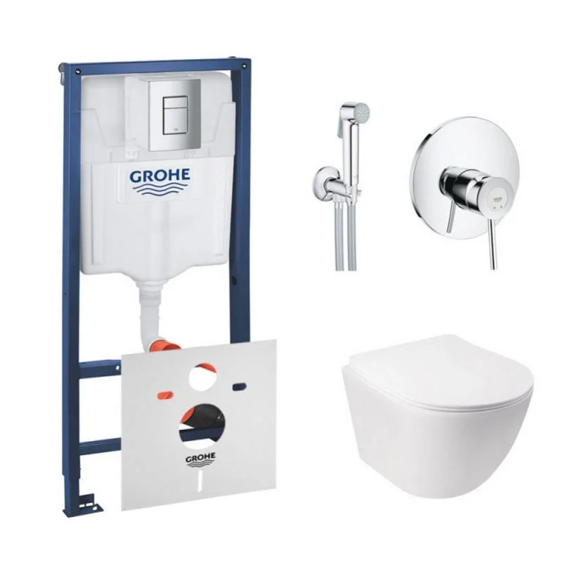 Комплект унітаз з сидінням Qtap Jay + інсталяція Grohe Rapid + набір для гігієнічного душу