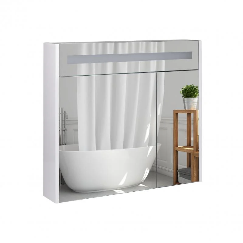 Дзеркальна шафа підвісна Qtap Robin 800х730х145 White з LED-підсвічуванням