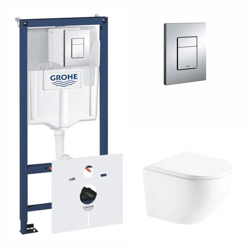 Комплект 4 в 1: Інсталяція Grohe Rapid SL 3 в 1 38772001 + Унітаз безободковий Kroner 