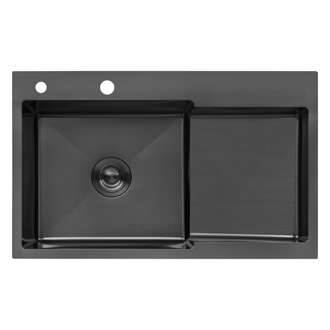 Кухонна мийка Kroner KRP Schwarze - 7848LHM PVD (3.0/1.0 мм) крило праворуч