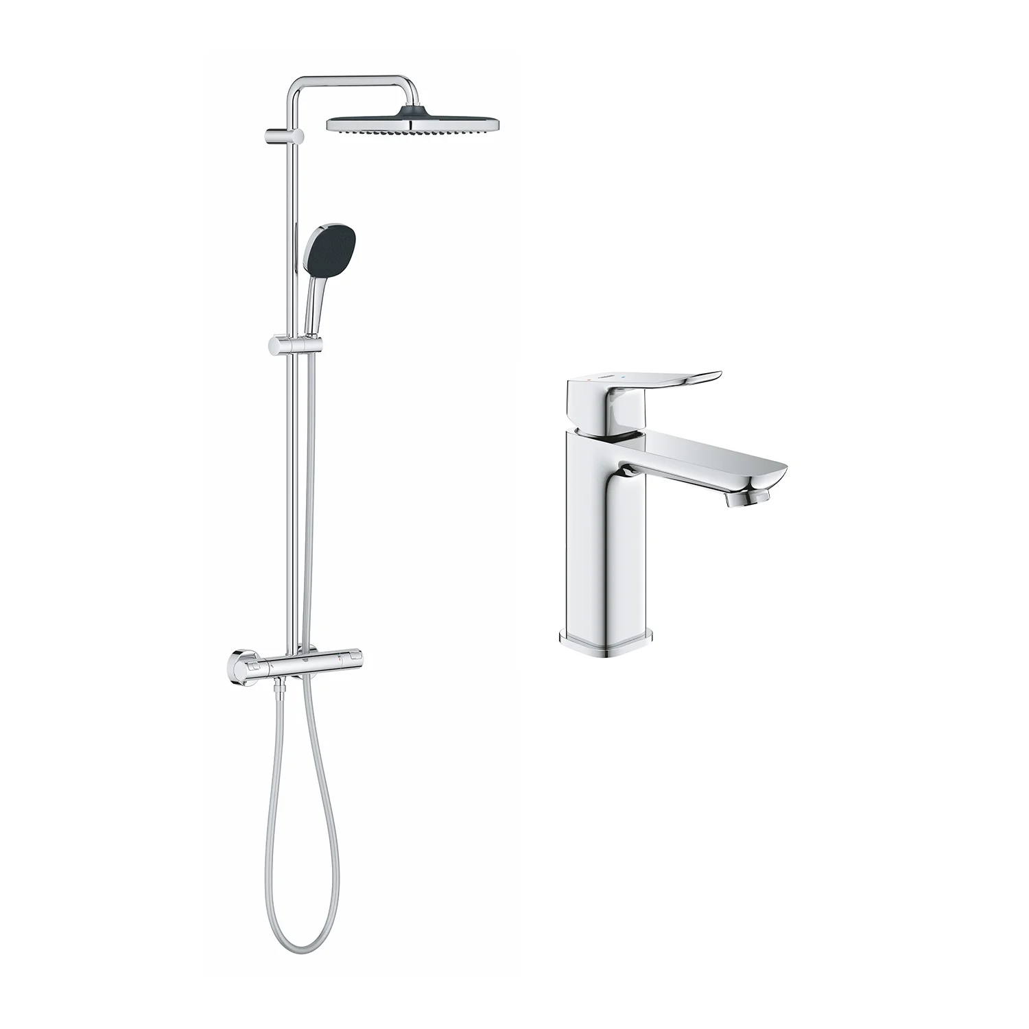Набір змішувачів 2 в 1 для ванної кімнати Grohe QuickFix Vitalio Comfort Cube зі змішувачем для раковини Dice (UA203101TM)