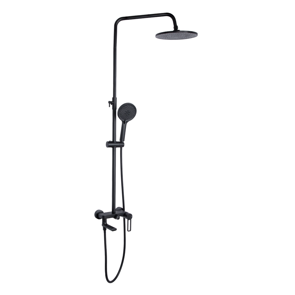 Душова система з виливом у чорному кольорі телескопічна Qtap Taurus