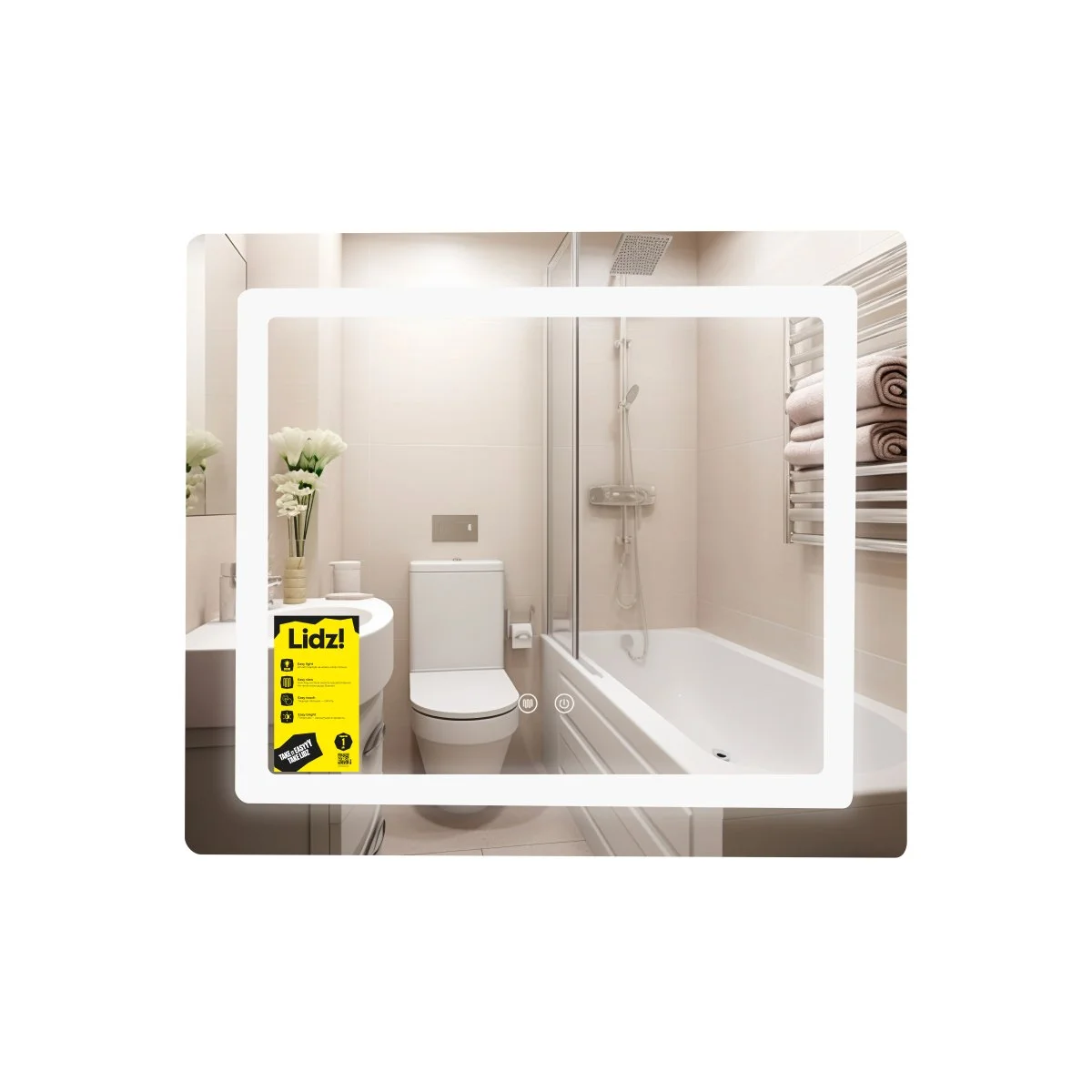 Дзеркало Lidz Kubis (KU2) 700х600 з LED-підсвічуванням Touch, з антизапотіванням, з регулюванням яскравості