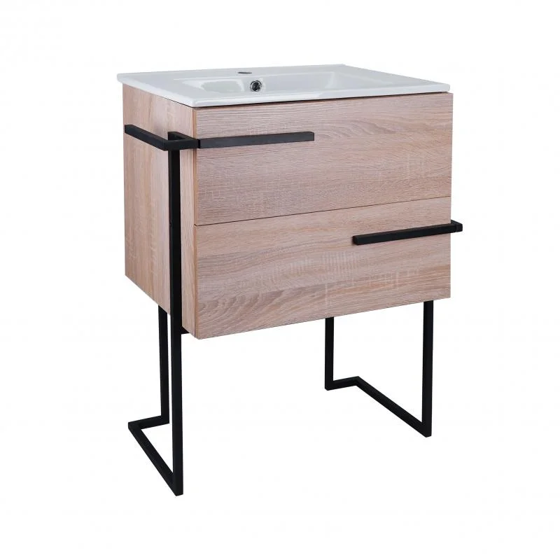 Комплект Qtap Taurus 600х800х437 Whitish oak тумба для пола + раковина врізна