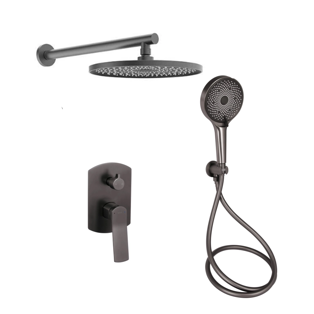 Душова система прихованого монтажу на два споживача у кольорі збройна сталь Qtap Slavonice