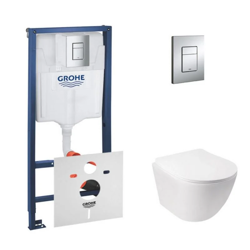 Набір унітаз з сидінням Qtap Jay WHI 5176 + інсталяція Grohe Rapid SL