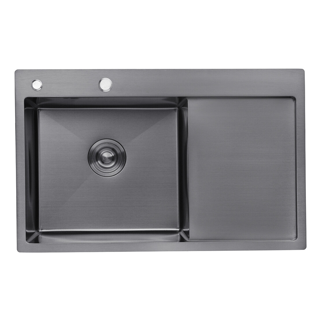 Кухонна мийка Kroner KRP Schwarze - 7849LHM PVD (3.0/1.0 мм) крило праворуч