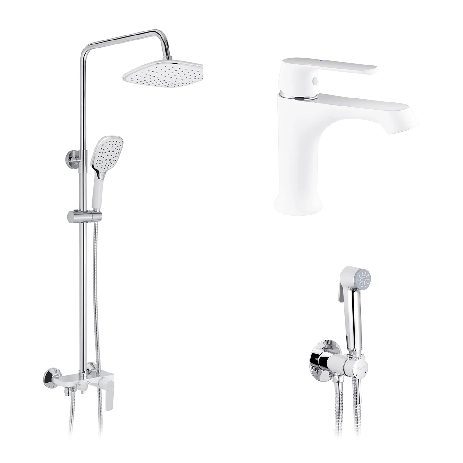 Набор 3 в 1 душова система Kroner Armada-W063 + змішувач Armada + змішувач Bidet