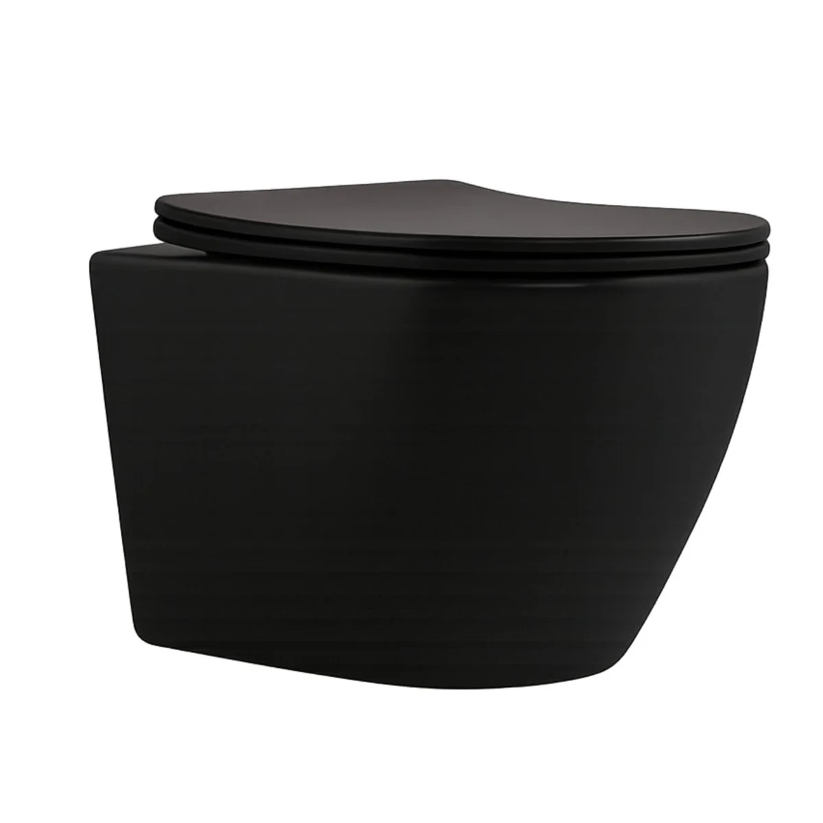 Унітаз підвісний у чорному кольорі 490x365x325 мм з сидінням Slim Duroplast Qtap Robin