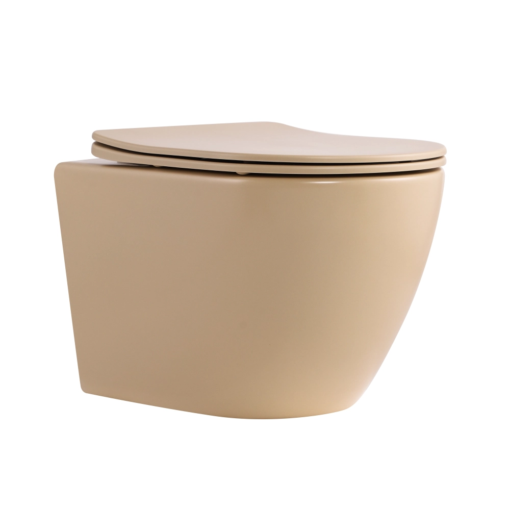 Унітаз підвісний у бежевому кольорі 490x365x325 мм з сидінням Slim Duroplast Qtap Robin