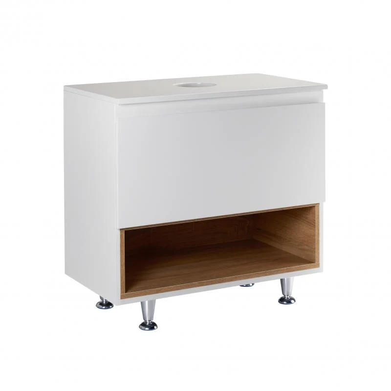 Тумба для підлоги Qtap Robin 700х616х437 White/Whitish oak зі стільницею