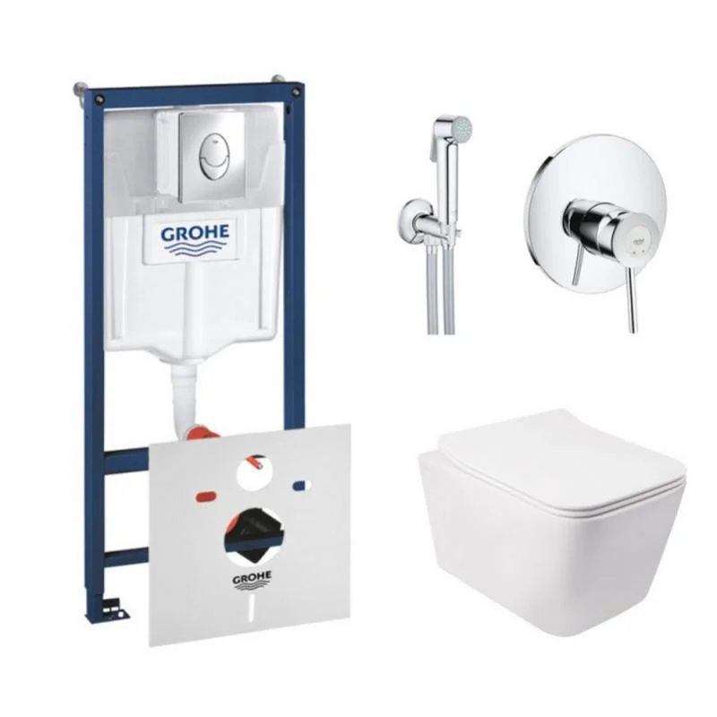 Комплект унітаз з сидінням Qtap + інсталяція Grohe Rapid SL + набір для гігієнічного душу з суміші