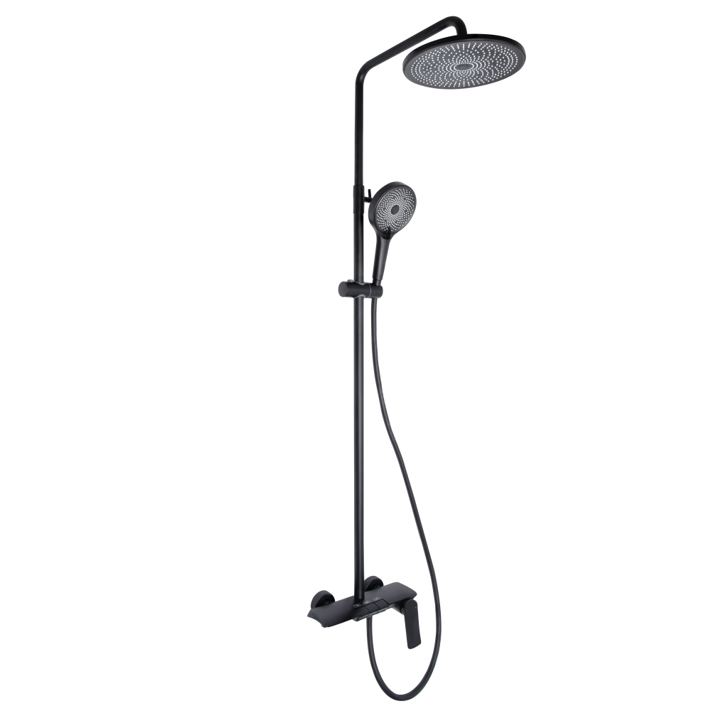 Душова система з клавішним перемиканням з виливом у чорному кольорі Qtap Slavonice