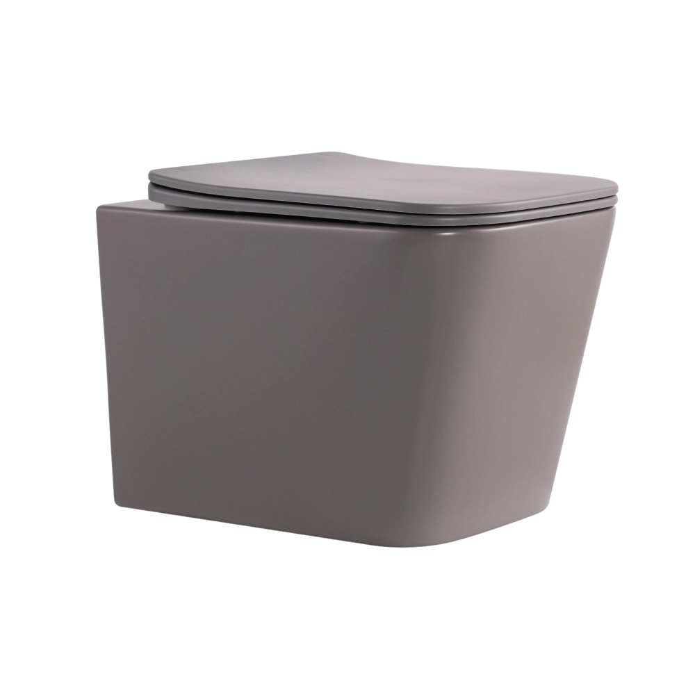 Унітаз підвісний у кольорі кам’яно-сірий 490x365x325 мм з сидінням з мікроліфтом Duroplast Qtap Tern