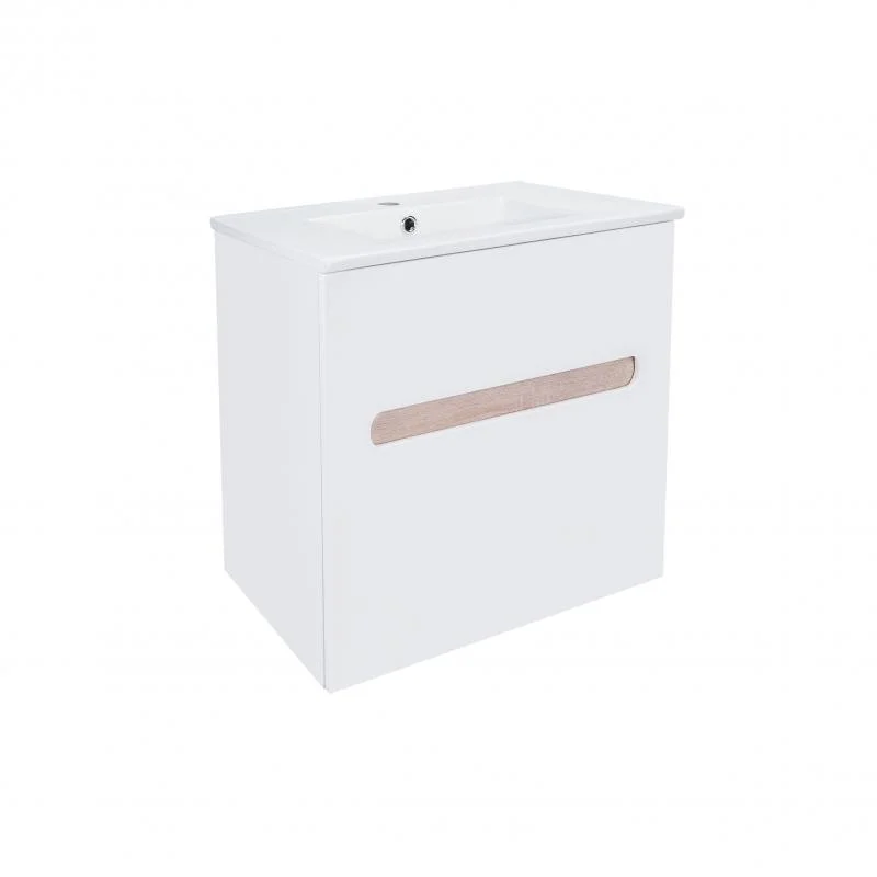 Комплект Qtap Virgo 600х580х437 White/Whitish oak підвісна тумба + раковина врізна