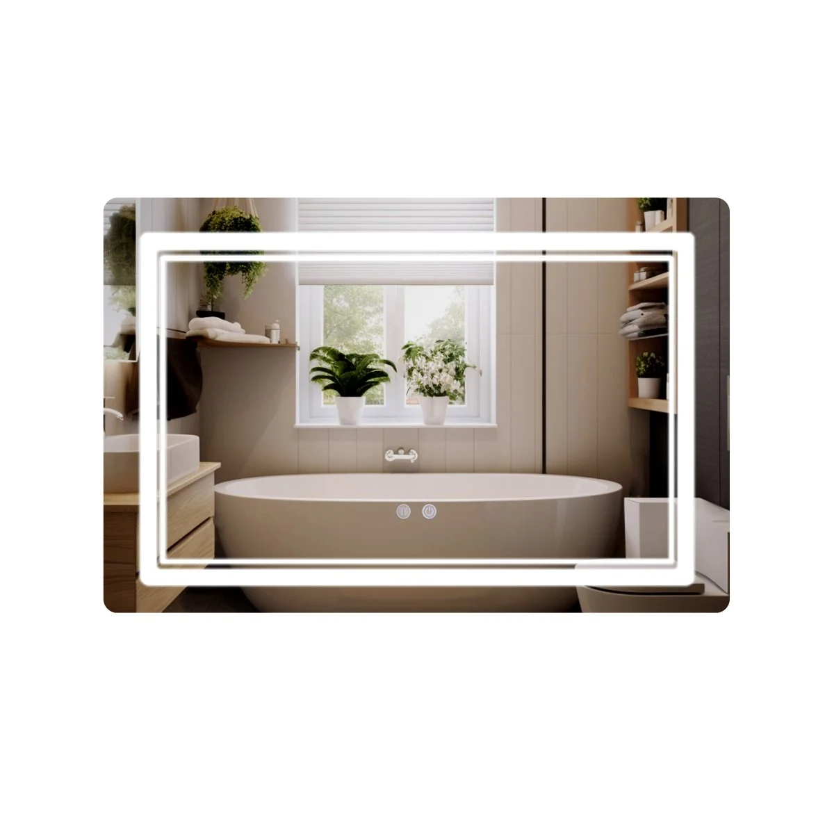 Дзеркало Qtap Cardinal (CA2) 800х600 з LED-підсвічуванням Touch, з антизапотіванням, з димером, рег. темп. кольору (3000-6500K)