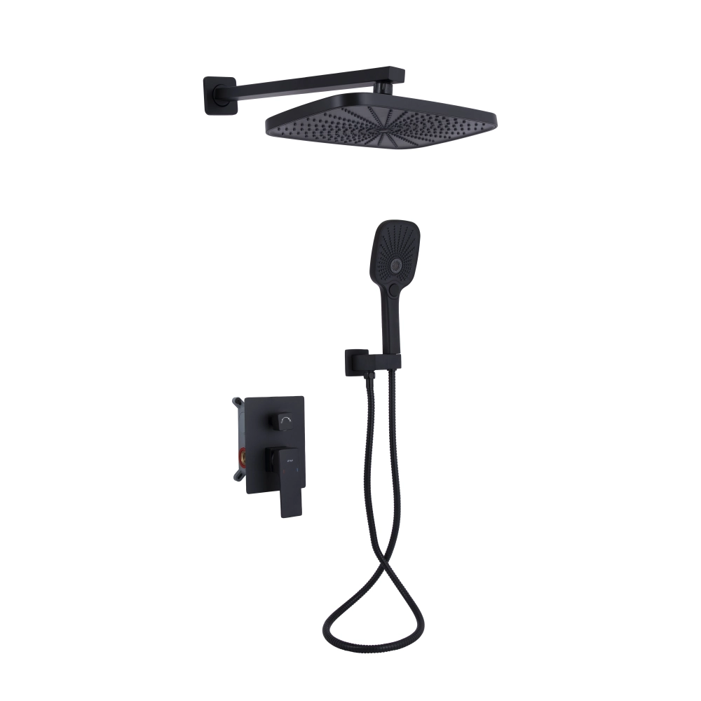 Душова система прихованого монтажу у чорному кольорі Qtap Gemini