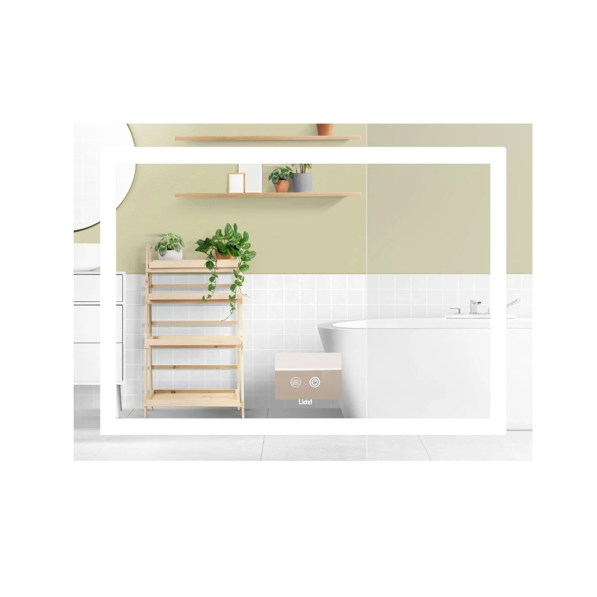 Дзеркало Lidz Kubis (KU1) 900х700 з LED-підсвічуванням Touch, з антизапотіванням, з регулюванням яскравості