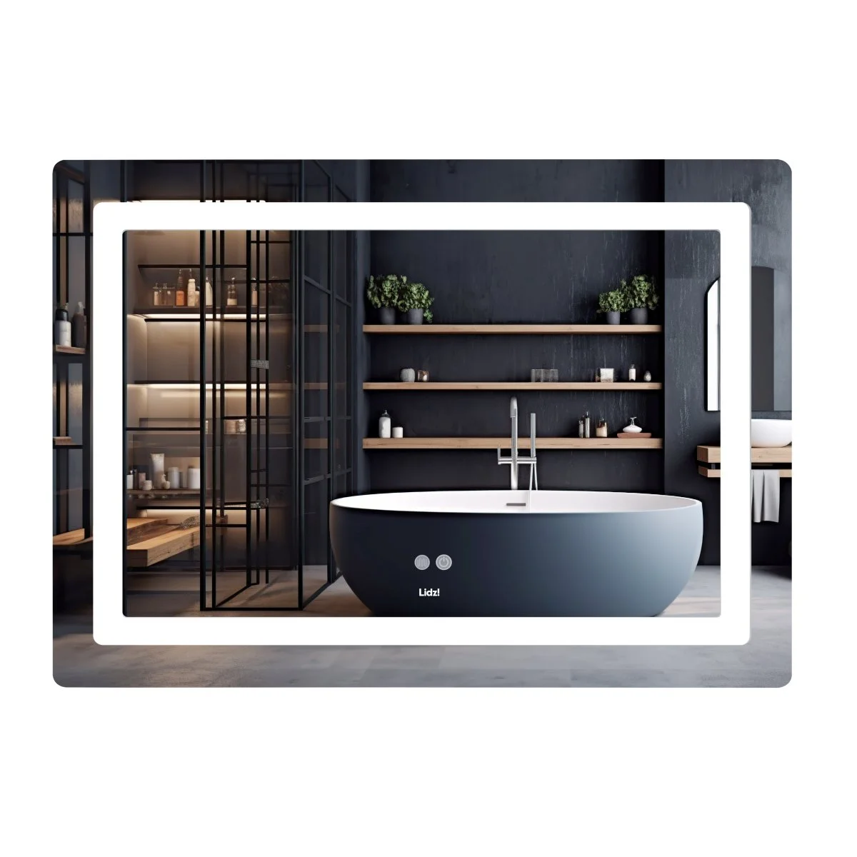 Дзеркало Lidz Kubis (KU2) 1200х800 з LED-підсвічуванням Touch, з антизапотіванням, з регулюванням яскравості