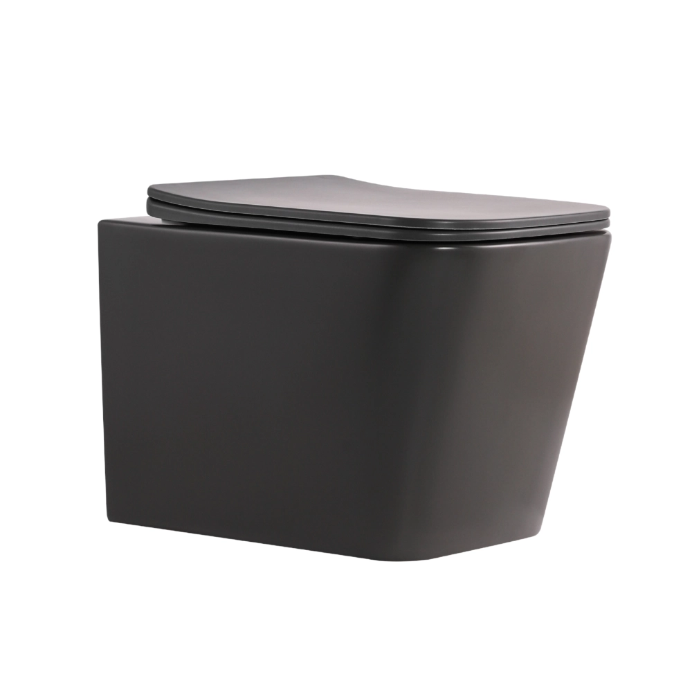 Унітаз підвісний у кольорі антрацит 490x365x325 мм з сидінням з мікроліфтом Slim Duroplast Qtap Tern