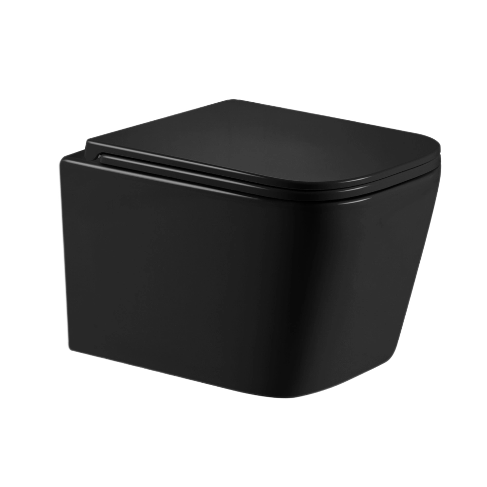 Унітаз підвісний у чорному кольорі 485×340×290 мм з сидінням з мікроліфтом Slim Duroplast Qtap Crow