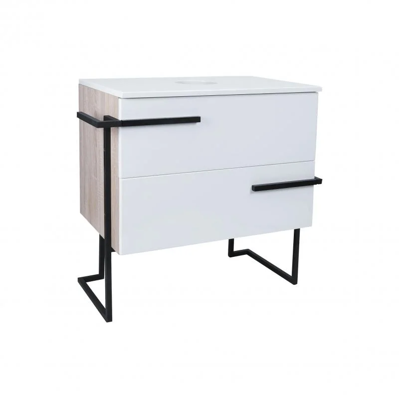 Тумба підлогова Qtap Taurus 600х616х437 White/Whitish oak зі стільницею