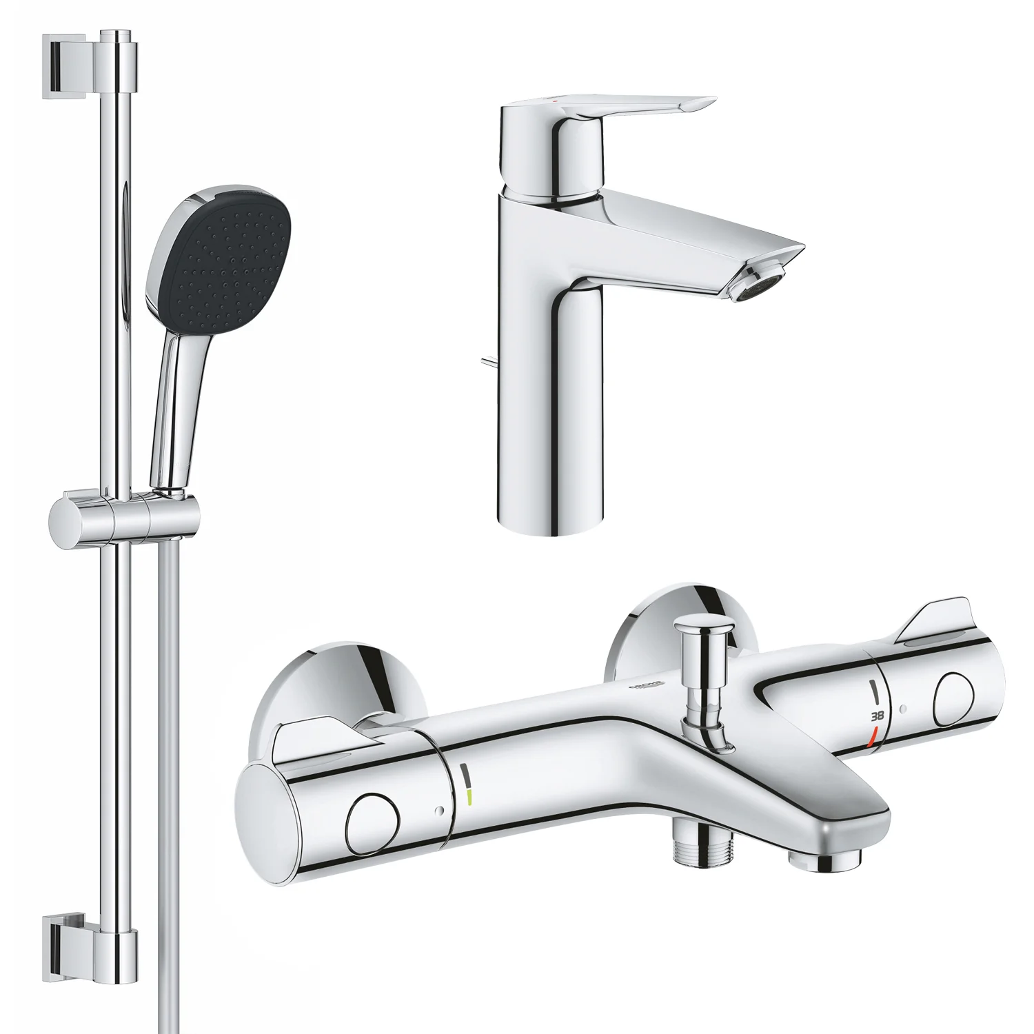 Комплект змішувачів для ванної кімнати з термостатом Grohe QuickFix