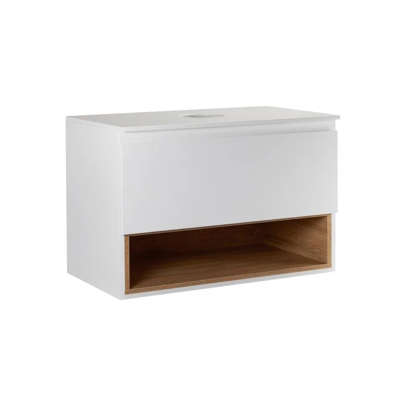 Тумба підвісна Qtap Robin 700х476х437 White/Whitish oak зі стільницею