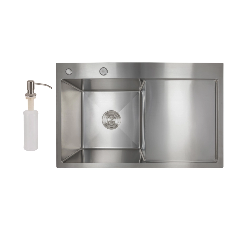 Кухонна мийка Lidz 78*49R крило праворуч 3,0/1,0 мм Brushed Steel