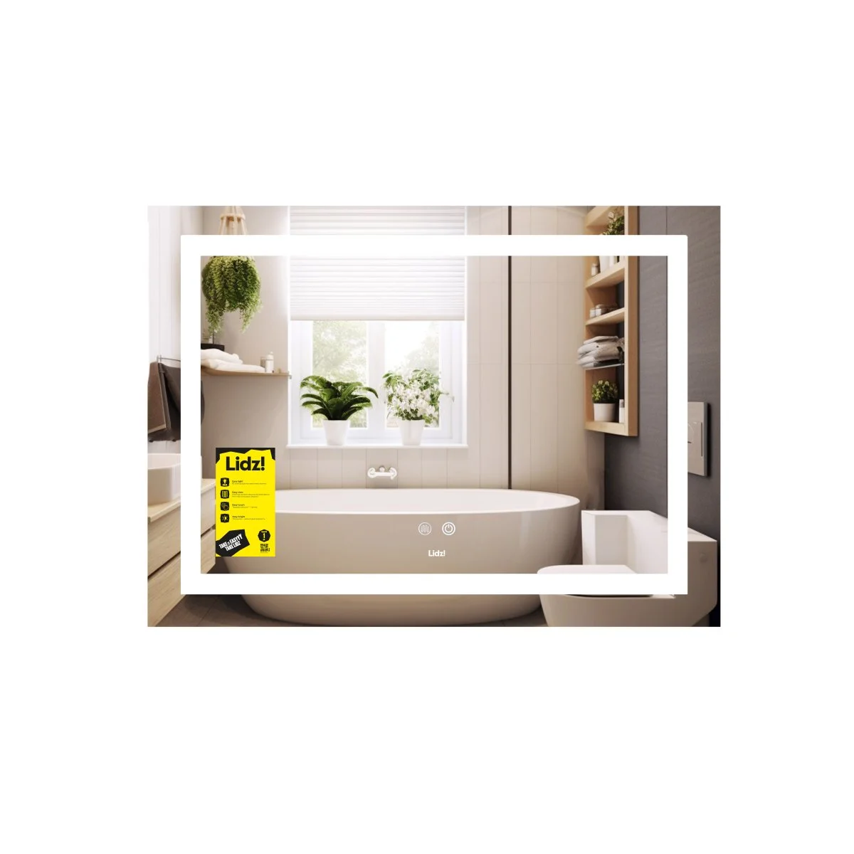 Дзеркало Lidz Kubis (KU1) 700х500 з LED-підсвічуванням Touch, з антизапотіванням, з регулюванням яскравості