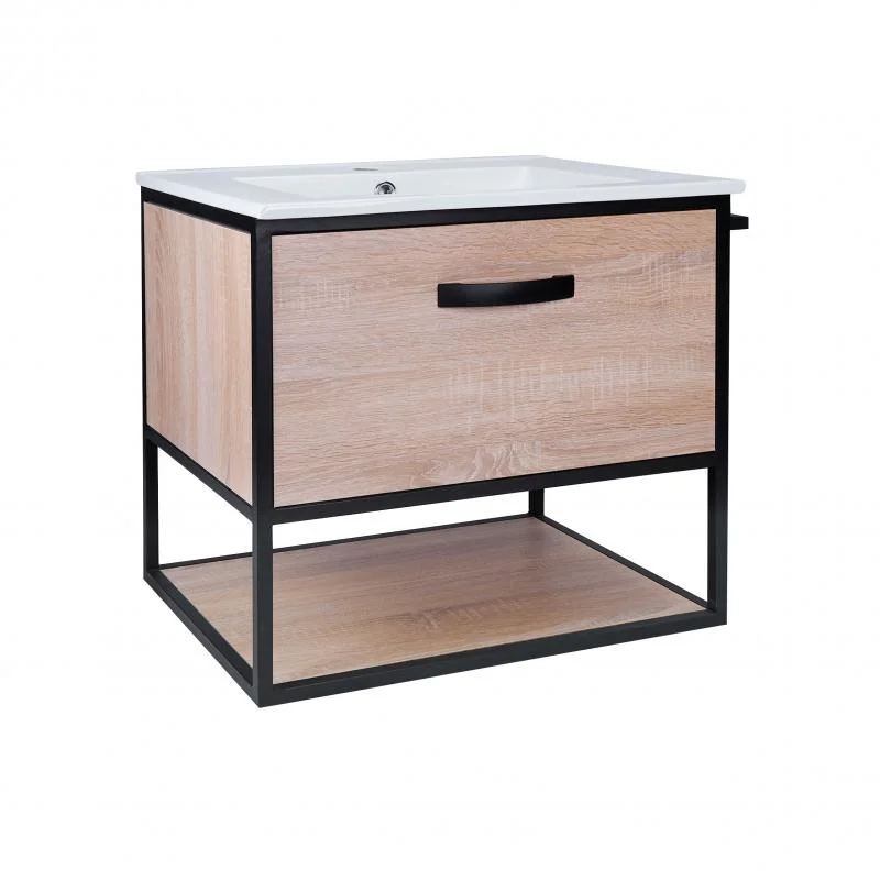 Комплект Qtap Taurus 600х580х437 Whitish oak тумба підвісна + раковина врізна